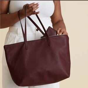 Leatherology | Aleena Soft Zippered Tote in Bordeaux - Full Grain Leather